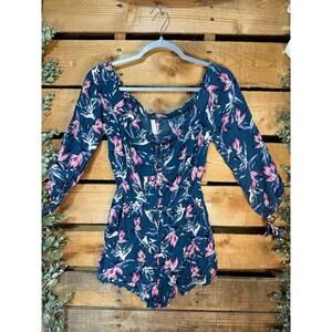 Floral Print Long Sleeve Romper